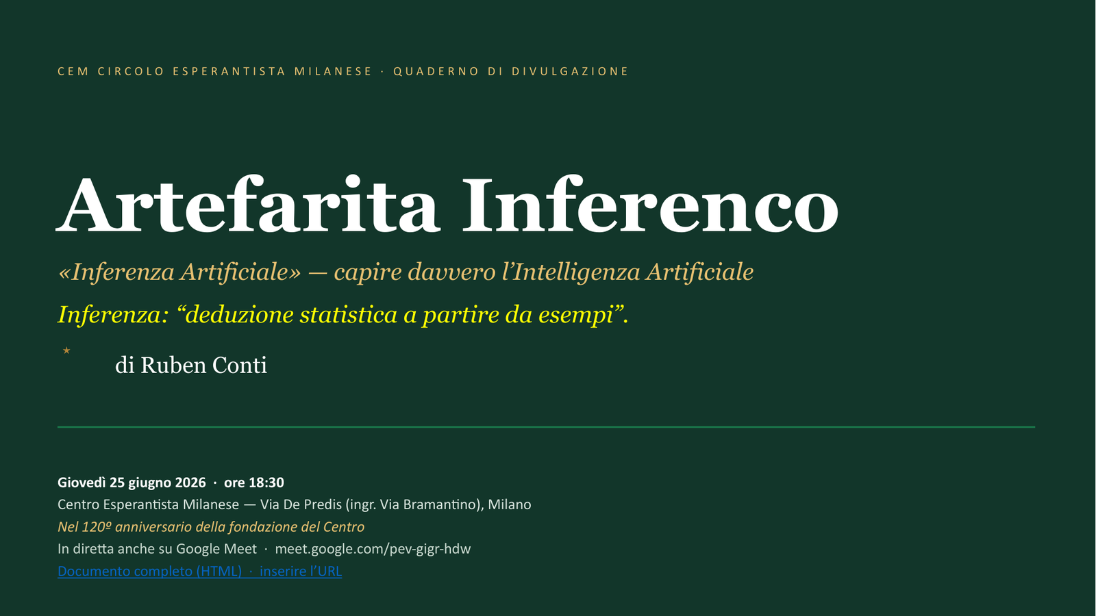 Artefarita Inferenco &mdash; conferenza sull'intelligenza artificiale